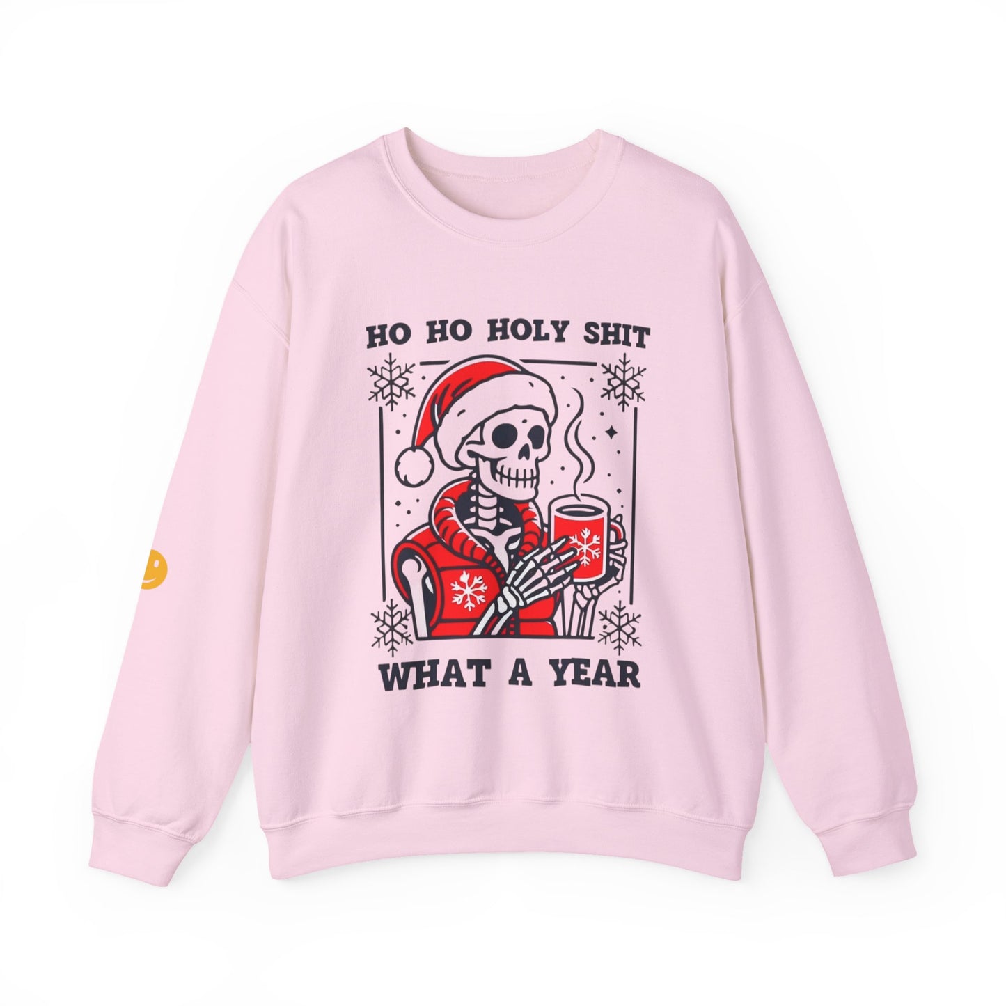 Holiday Skull Sweatshirt – “Ho Ho Holy Shit What a Year” Christmas Crewneck